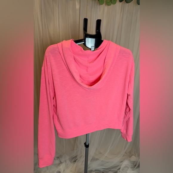 Victoria’s Secret PINK Cropped Zip Hoodie Neon Pink Logo Size M - Picture 7 of 9